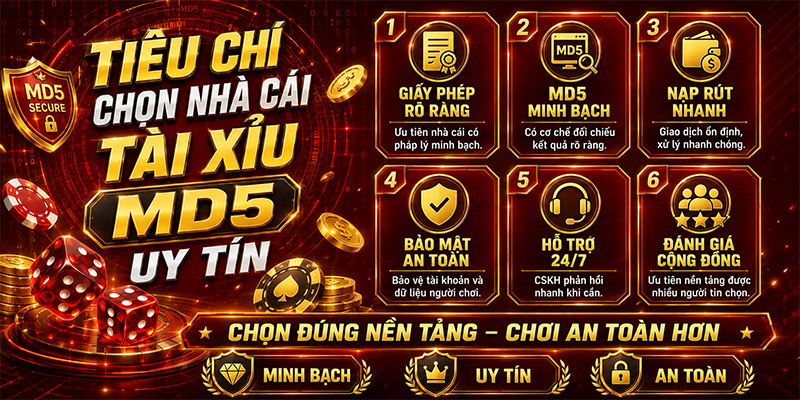 Tiêu chí chọn nhà cái Tài xỉu MD5 uy tín